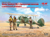 Сборная модель из пластика Gloster Gladiator Mk.I с британскими пилотами в тропической униформе 1/32, ICM - фото