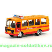 Масштабная модель в сборе и окраске «ПАЗ 3205» Аварийная служба (свет+звук), Технопарк 1/35 - фото