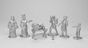 Сборные фигуры из металла Средние века, набор №1 (5 фигур + аксессуары) 28 мм, Figures from Leon - фото