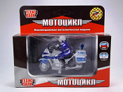 Масштабная модель в сборе и окраске Мотоцикл ДПС с фигуркой, 1:18, Технопарк - фото