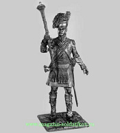 Миниатюра из олова Тамбур-мажор шотландского 92-го полка Гордона, 1815 г., 54 мм, Россия - фото