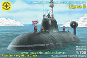 Сборная модель из пластика Подводная лодка проекта 971 «Щука» 1:700 Моделист - фото