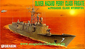 Сборная модель из пластика Д Корабль Oliver Hazard Perry Class Frigate w/Pegasus Class Hydrofoil (1/700) Dragon - фото