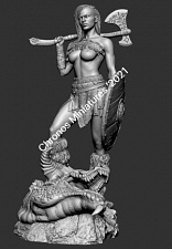 Сборная миниатюра из смолы Миры Фэнтези: Варварша, 75 мм Chronos Miniatures - фото