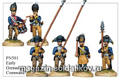 Фигурки из металла PN 501 Ранние гренадеры,командование (28 мм) Foundry - фото