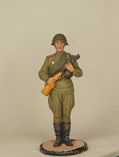 Миниатюра в росписи Гвардии красноармеец с ППШ. 1943-45 гг. СССР, 1:32, Сибирский партизан. - фото