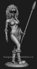 Сборная фигура из смолы Миры Фэнтези: Дикарка, 90 мм Chronos Miniatures - фото