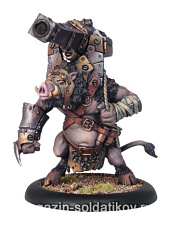 Сборная миниатюра из металла PIP 75030 Minion Farrow Gun Boar Light Warbeast BLI Warmachine - фото