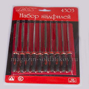 Набор надфилей с ручками,10 шт, блистер+чехол Jas - фото