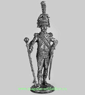 Миниатюра из олова Тамбур-мажор оркестра голландских гренадер, 1809 г., 54 мм, Россия - фото