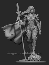 Сборная миниатюра из смолы Female Warrior with Spear, First Legion - фото