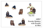 Фигурки из металла GPR 7 Подносчик пороха, пороховые бочки и заряды, (28 mm) Foundry - фото