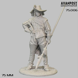 Сборная миниатюра из смолы Офицер, 1630 г, 75 мм, Аванпост (75006) (75006)