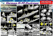 Сборная модель из пластика Д Немецкий эсминец Z-39 (1/350) Dragon - фото