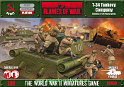T-34 Company (5 plastic tanks), with T-34/76 (15мм) Flames of War. Wargames (игровая миниатюра) - фото