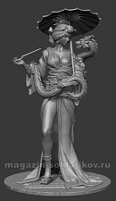 Сборная миниатюра из смолы Eastern Woman with Dragon, First Legion - фото